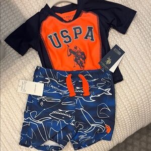 USPA Kids Navy and Orange Swim Set